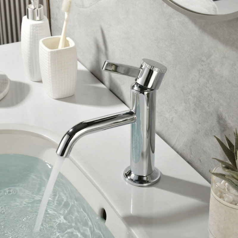 Robinet de salle de bain à poignée simple à fixation sur comptoir avec ensemble de drain Maesson - Chrome poli, Chrome poli