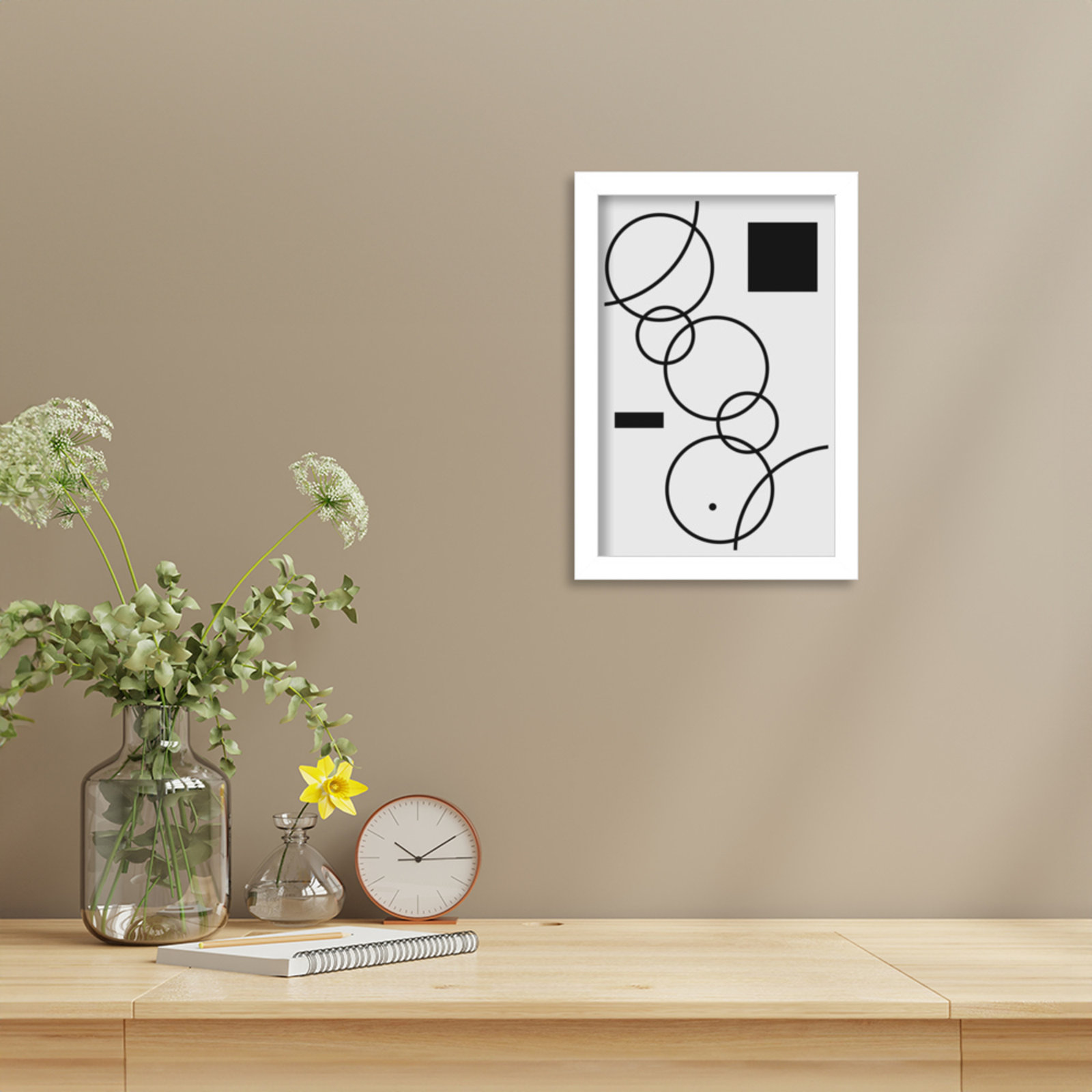 Minimal Shapes No. 1 Print, White, 13" H x 9" W x 1" D