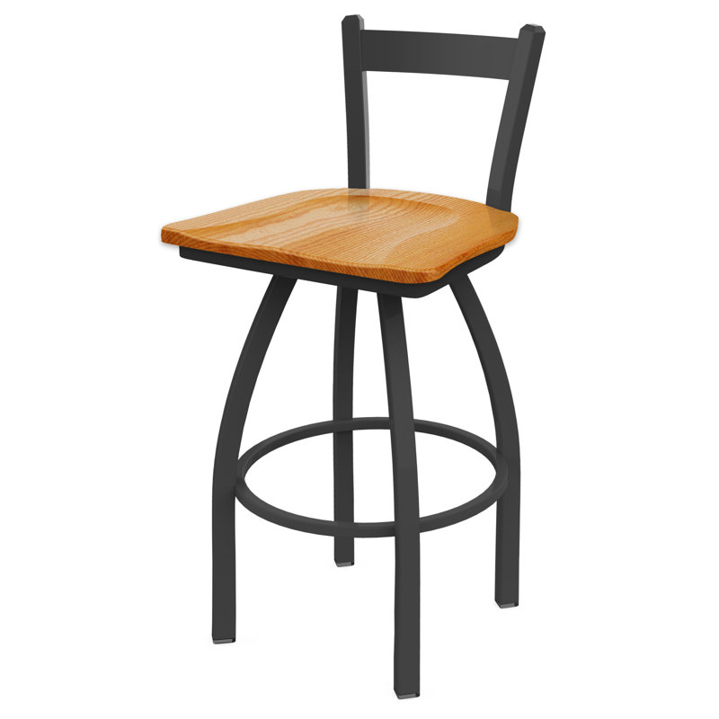 821 Catalina Low Back Swivel Counter Stool, Bronze, Wood-Medium Maple, Bar Stool ( 30" Seat Height)