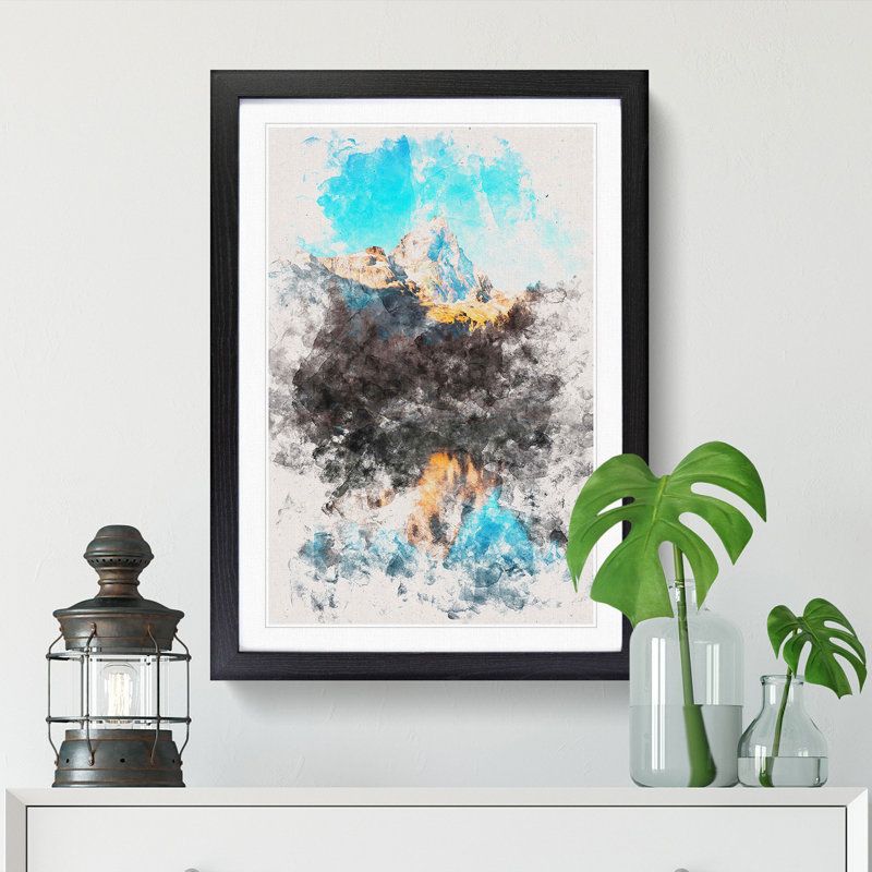 Matterhorn Mountain in Switzerland - Picture Frame Painting Print, 63cm H x 45cm W x 2cm D, Black Framed