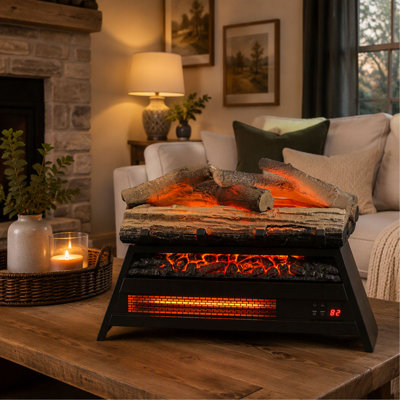 21 Inch Electric Fireplace Insert with 3D Log Set, Infrared Fireplace Heater for Indoor Use