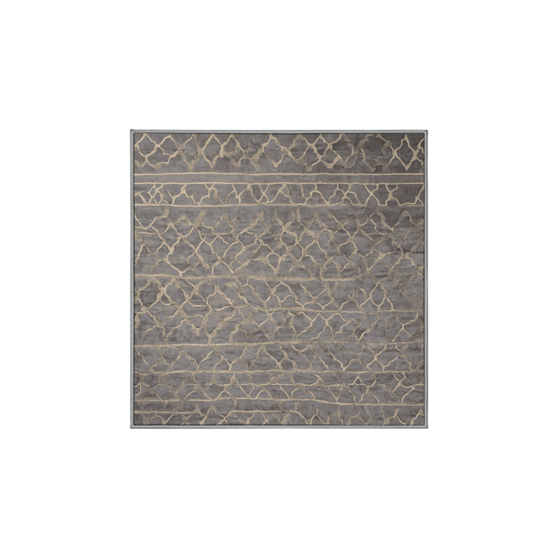 Machine Washable Gray Area Rug, Square 8'