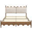 Cadre de lit avec tête de lit rembourrée, pieds en bois massif, design festonné vintage, sommier non requis, support robuste, montage facile-1513800727