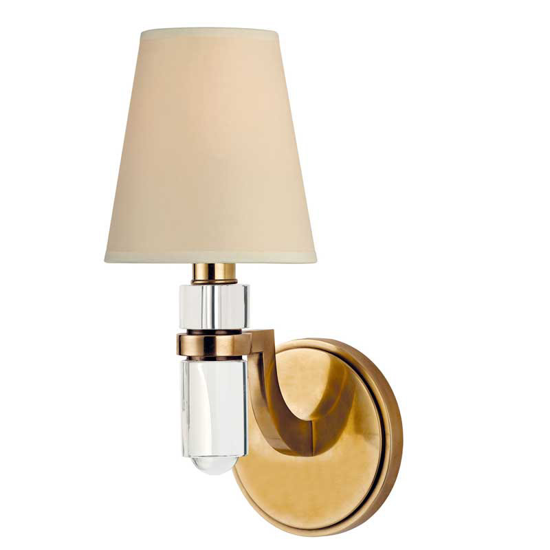 Dayton Candle Wall Light, Aged Brass, White