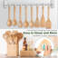 Ensemble de 8 ustensiles de cuisine en bois de hêtre avec cuillères en bois pour la cuisine et cuillère à pâtes anti-adhésive