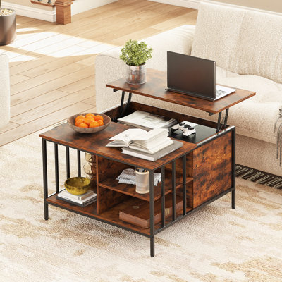 Table basse à plateau relevable avec rangement Farmhouse