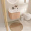 Meuble-lavabo mural de 24 po avec lavabo au design incurvé, finition en bois à texture ondulée, marbre de culture intégré-1590401850
