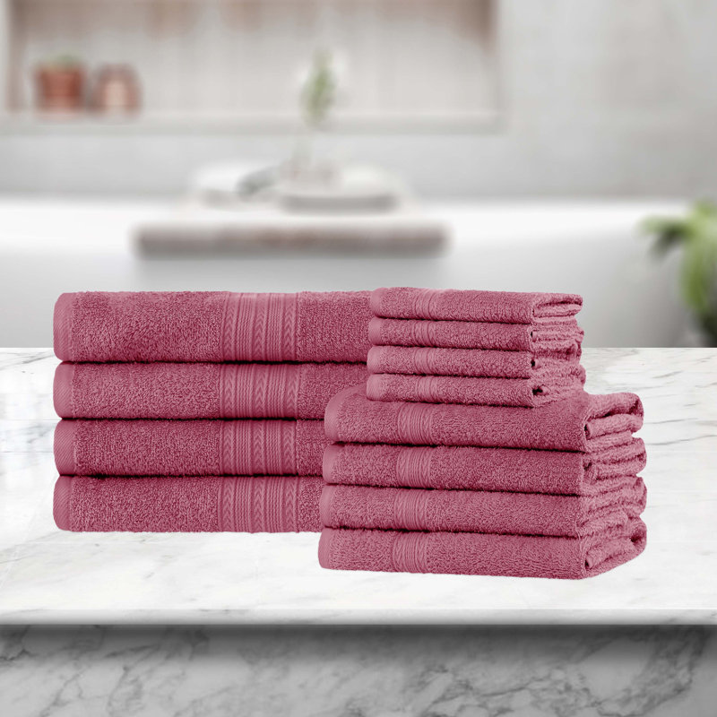 Ensemble de serviettes écologiques en coton 12 pièces, Rose