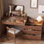 Bureau de coiffeuse moderne en bois massif avec miroir lumineux et 8 tiroirs