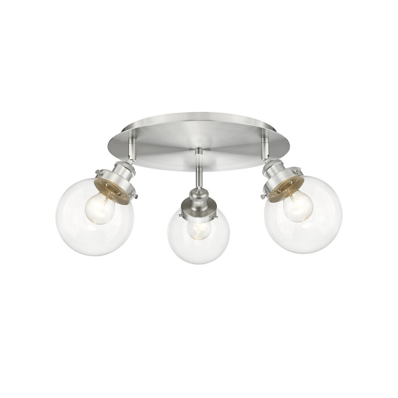 Alphonsa Glass Flush Mount, Clear, Satin Nickel