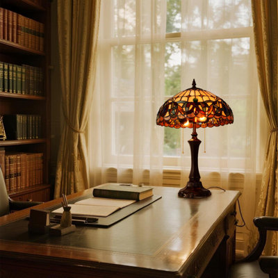 Tiffany Style Table Lamp - Stained Glass Bedside Lamp/desk Reading Lamp - For Home/living Room/bedroom/study/office