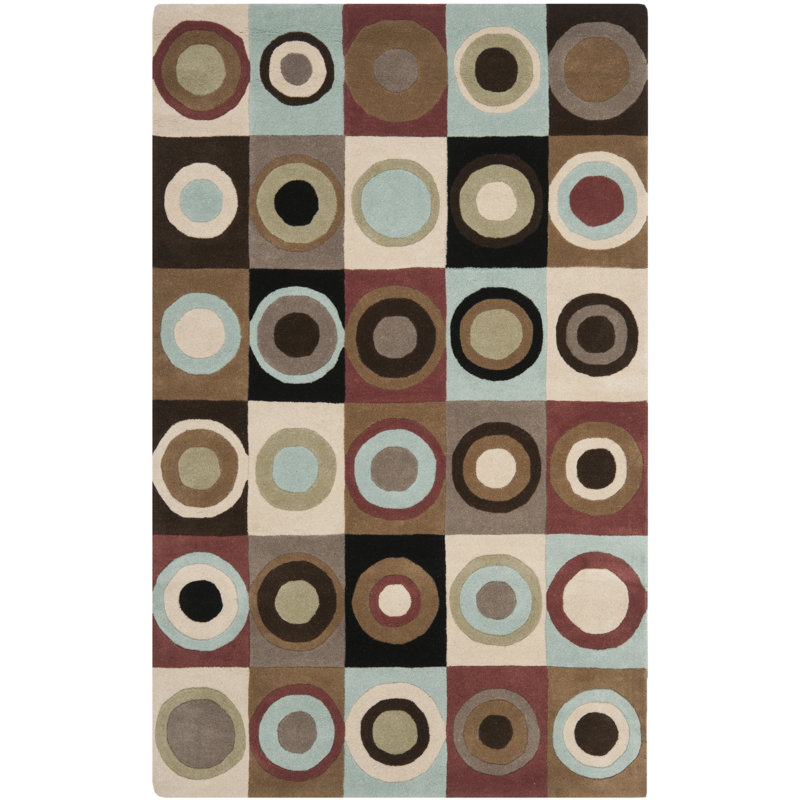 Tapis géométrique en laine et en viscose touffeté à la main Amier, Rectangle 3 pi 6 po x 5 pi 6 po