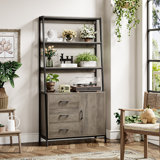 68.9"H Ladder Bookcase With 3 Drawers, 1 Cabinet With Adjustable Shelf