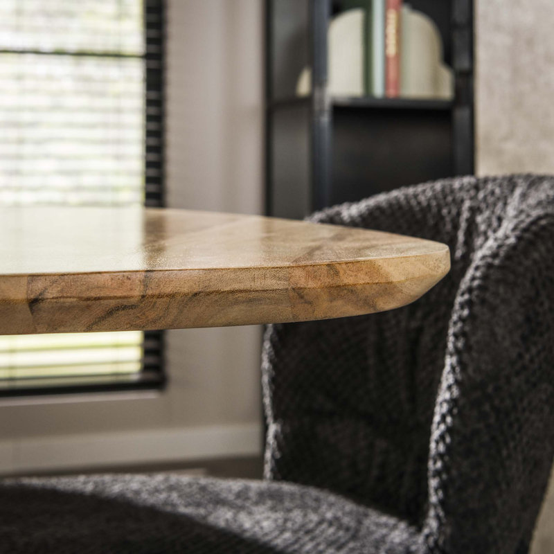 Aymane Acacia Triangular Wood Top Dining Table with Steel Base