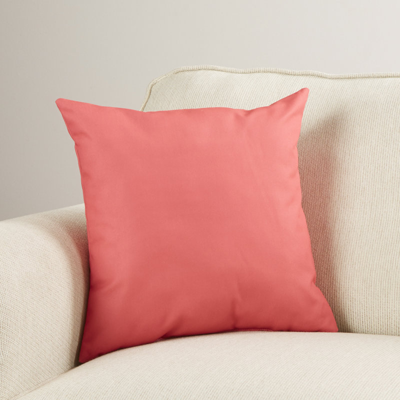Solid Reversible Throw Pillow, 26" H x 26" W, Coral