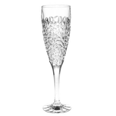 Belo Champagne Flute Glasses - 7 Ounce - Set of 6 - Clear Glass