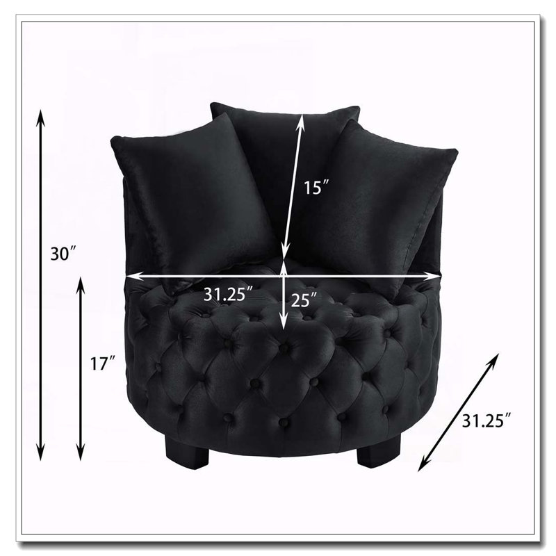 Chaise pivotante rembourrée et capitonnée, Noir