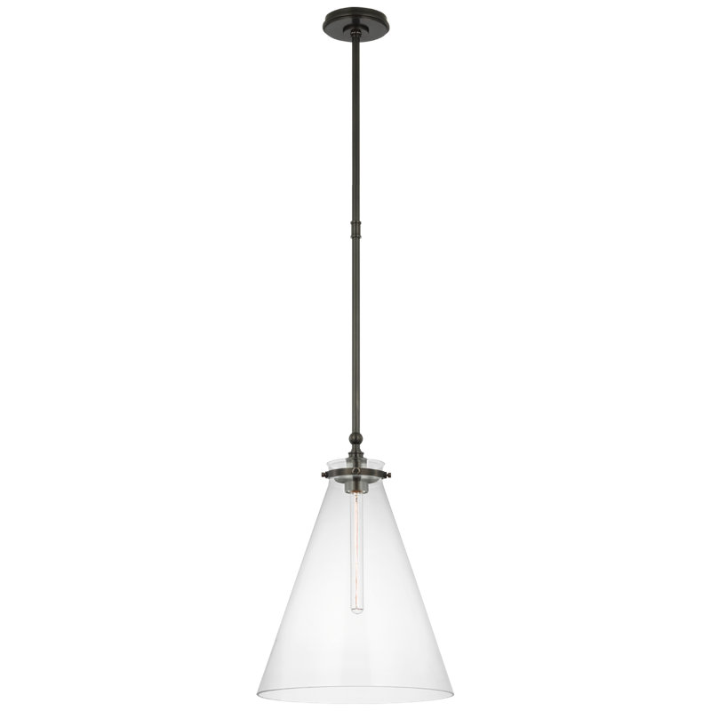 Parkington 1 - Light Pendant, Antique-Burnished Brass, White Glass, 15.5" H x 11" W x 11" D
