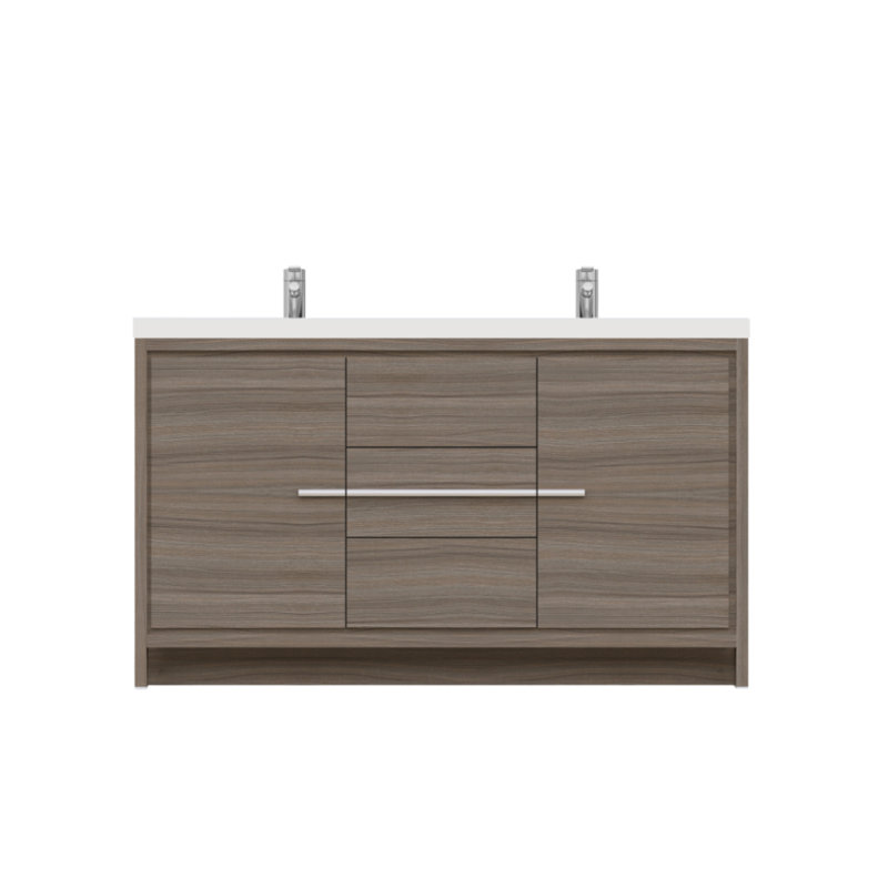 Ensemble de meuble-lavabo double 60 po Feike, Gris
