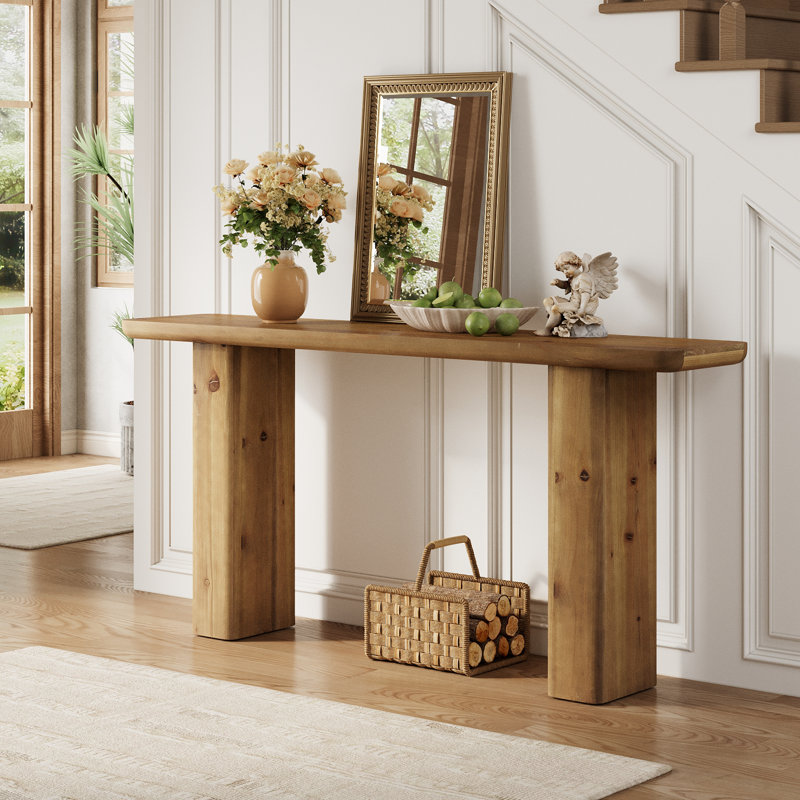 Console en bois de 63 pouces, table d'entrée de style campagnard, table de canapé longue pour vestibule, couloir, entrée,