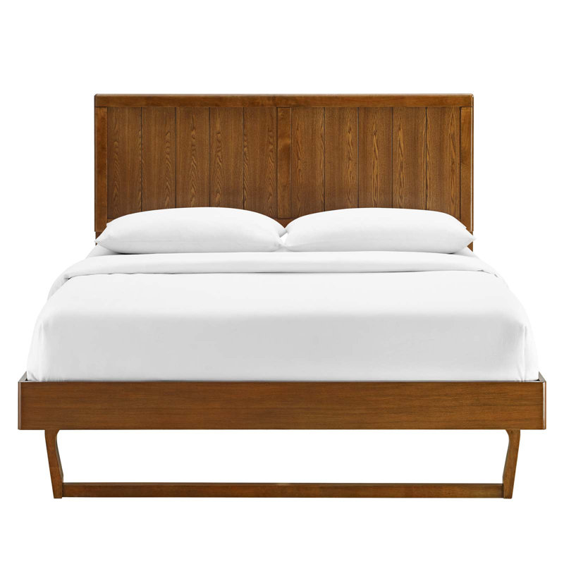Lit plateforme Alana, Simple, Noyer