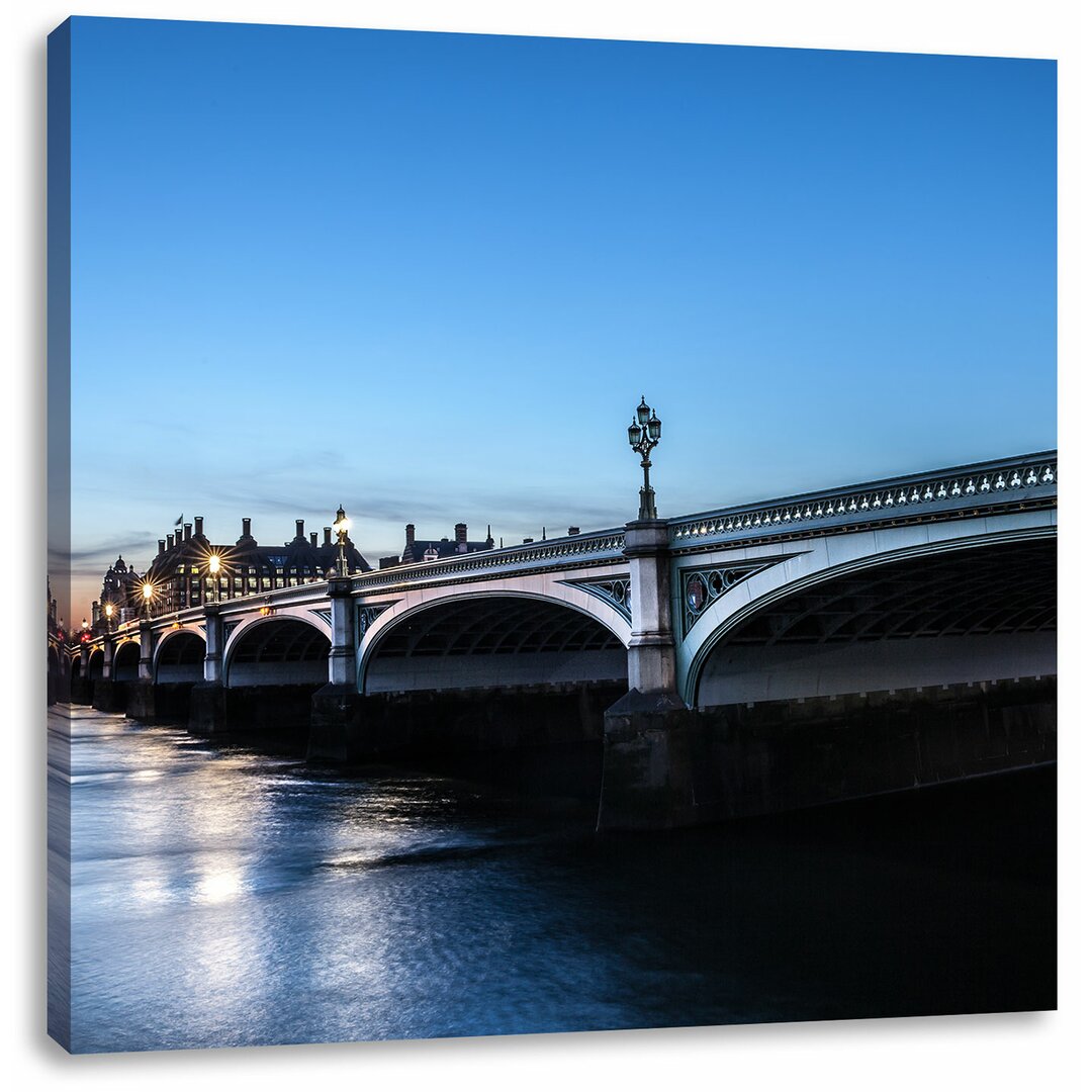 Leinwandbild Westminster Bridge und Big Ben bei Nacht