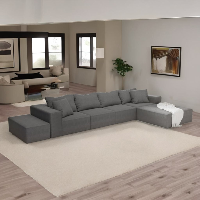 Canapé modulaire modulaire avec 6 coussins, Gris
