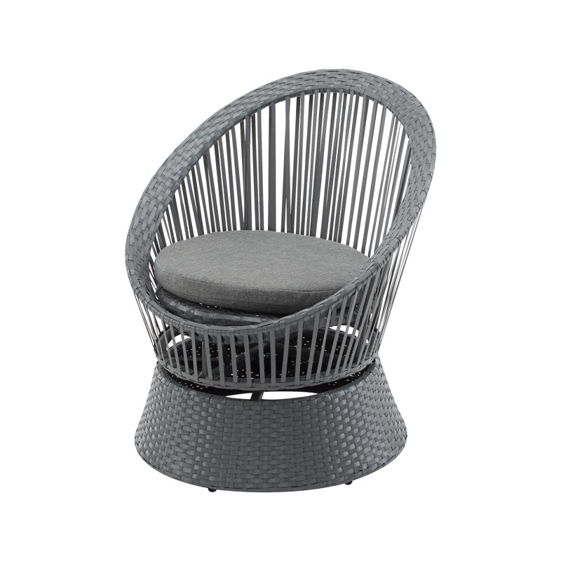 26.7" Modern Swivel Wicker Lounge Chair With Rattan And Iron Frame, Featuring A Stylish Round Design, Perfect For Living Room, Patio, Or Balcony Relaxation