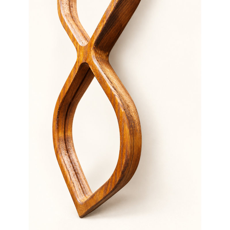 Ensemble de 9 miroirs muraux en acrylique encadrés de bois, motif de feuilles - Vernis en noyer, Walnut Varnish, 9 Pieces