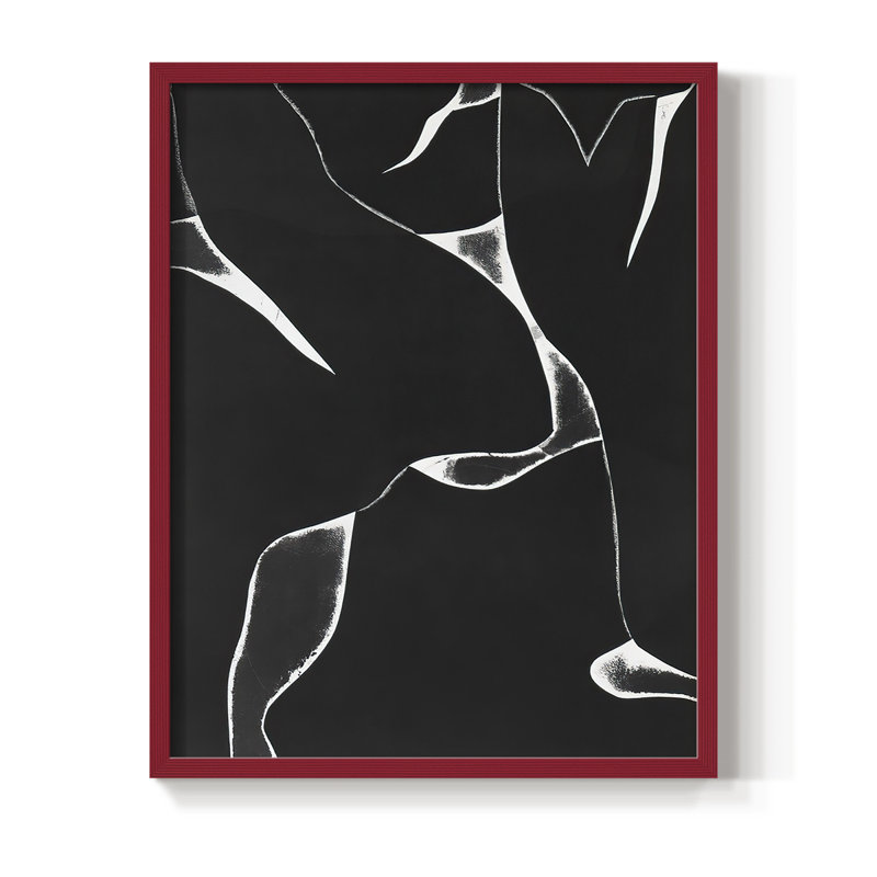 Night Bloom II Framed Print - Solid Wood, 21" H x 17" W, Red