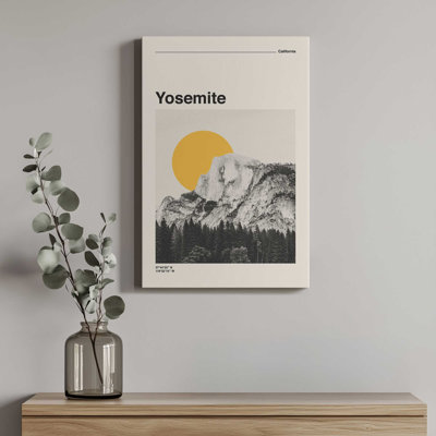 Retro Travel Poster Yosemite By Cocoon Design Canvas Art Print