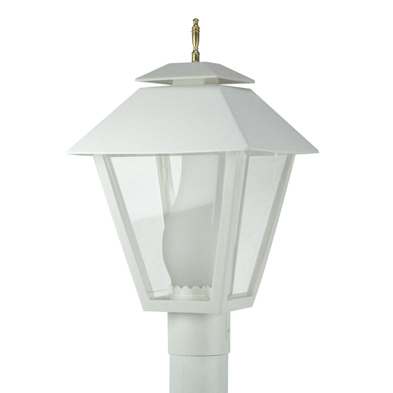 Solus Colonial Post Top Fixture with Clear Beveled Acrylic Lens and Chimney, White, White