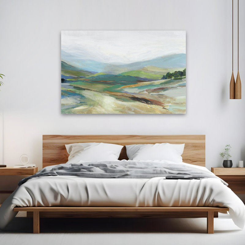 Hills and Fields Misty Landscape Art, H 40 po x l 60 po