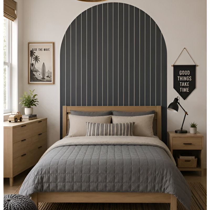 Adhésif décoratif rayé gris anthracite 80 pouces, H 85 po x l 80 po, Grey/Black