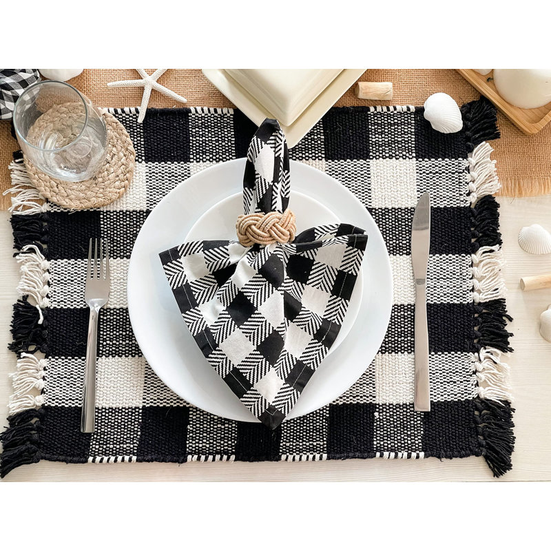 Ensemble de serviettes de table, Noir / Ivoire