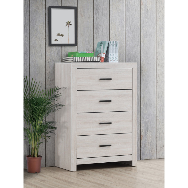 Commode de chambre 4 tiroirs Brantford, Ivoire ivoire