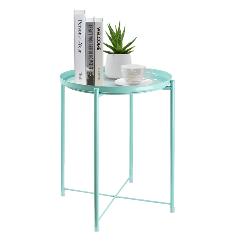 Otwell Steel Tray Top End Table, Mint Blue, Mint Blue