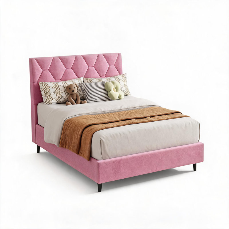 Structure de lit, structure de lit plateforme tapissier avec tête de lit réglable, support de lattes en bois réducteur de bruit, capacité de 900 lb, convient aux matelas de 8 à 15 po, aucun sommier nécessaire
