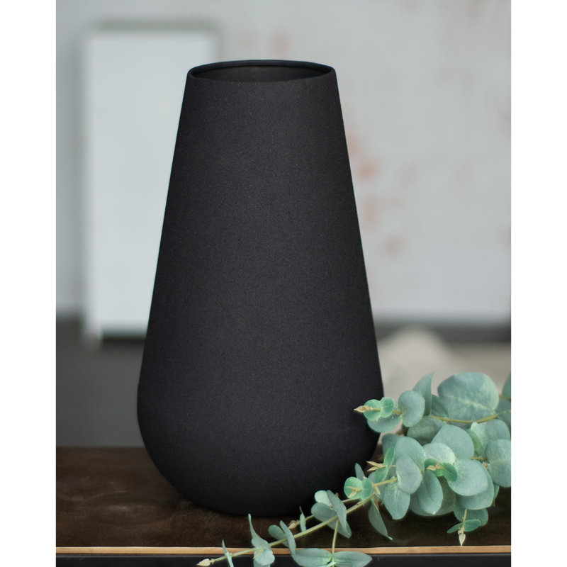 Matte Black 14'' Metal Table Vase