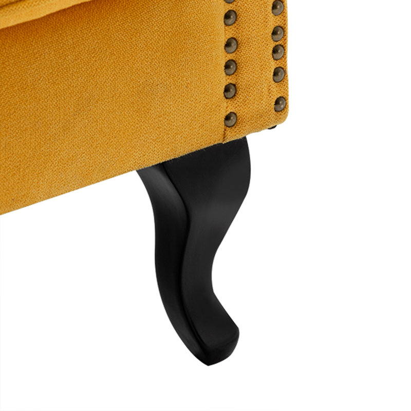 Tufted Wingback Chair, Yellow Linen Blend
