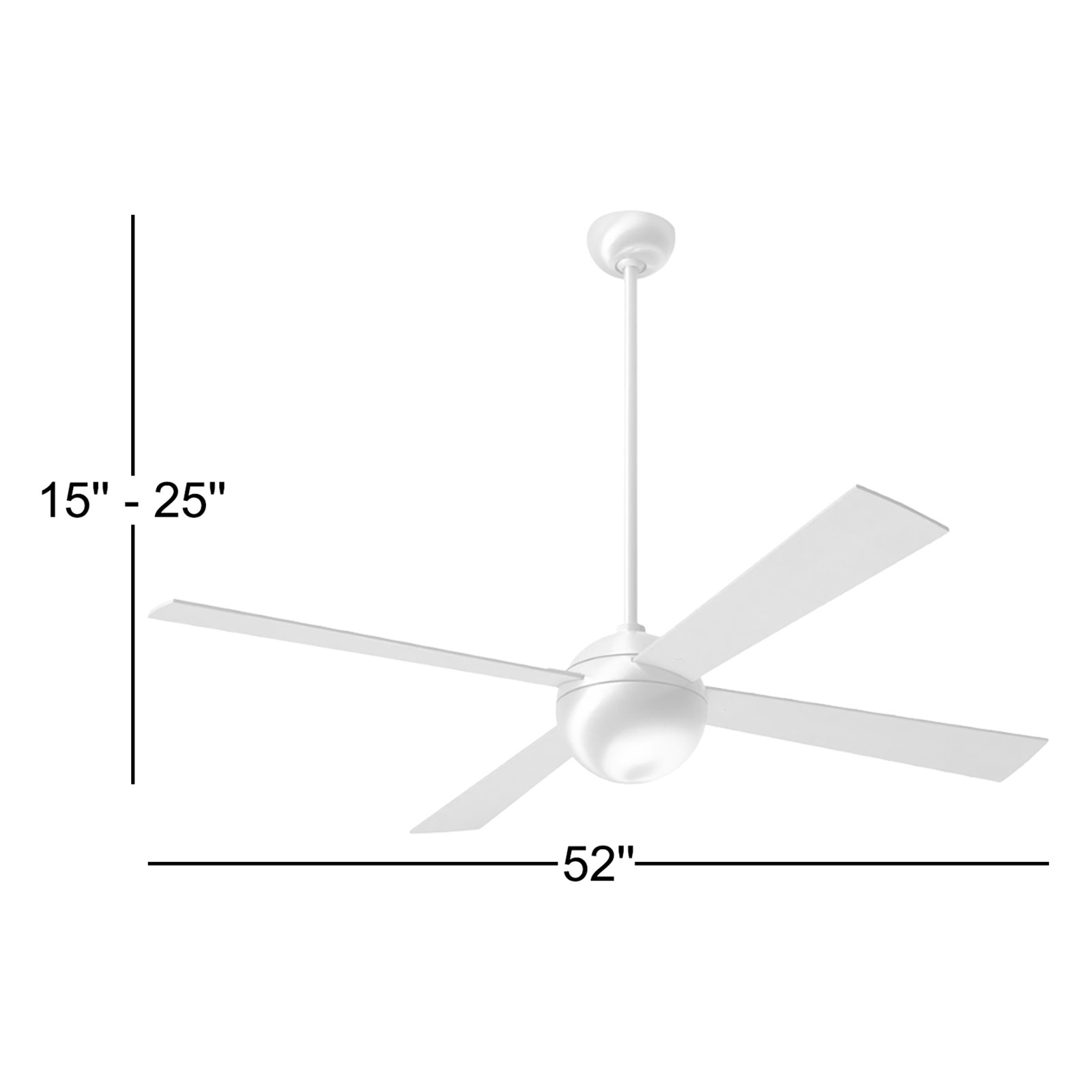Ball 52'' 4 Blade Ceiling Fan, Brushed Aluminum, Wall Control with Remote Handset (2-wire), Maple