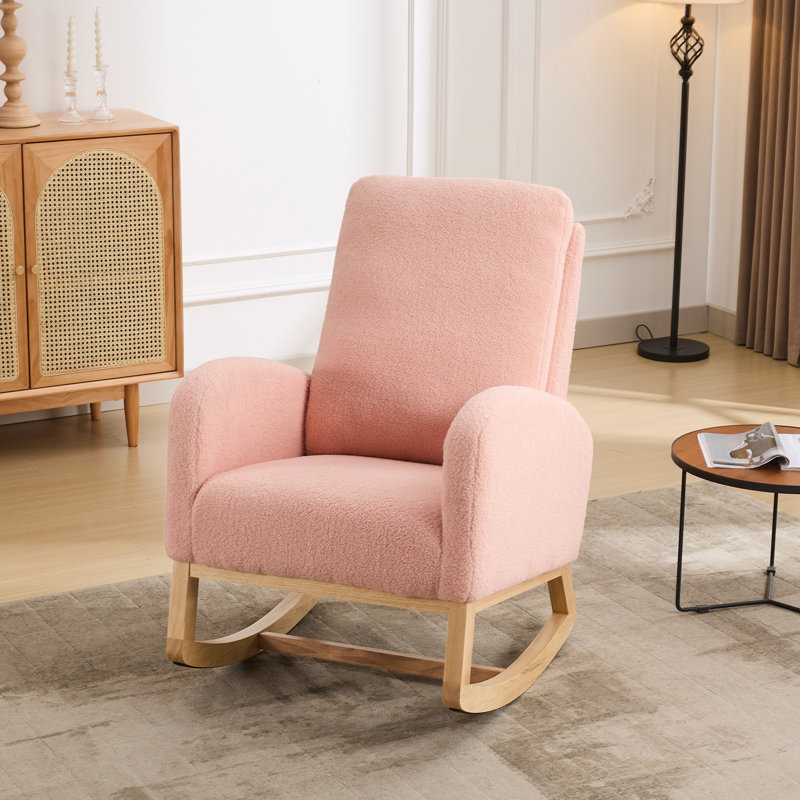 Chaise berçante Vennie, Tissu rose flou