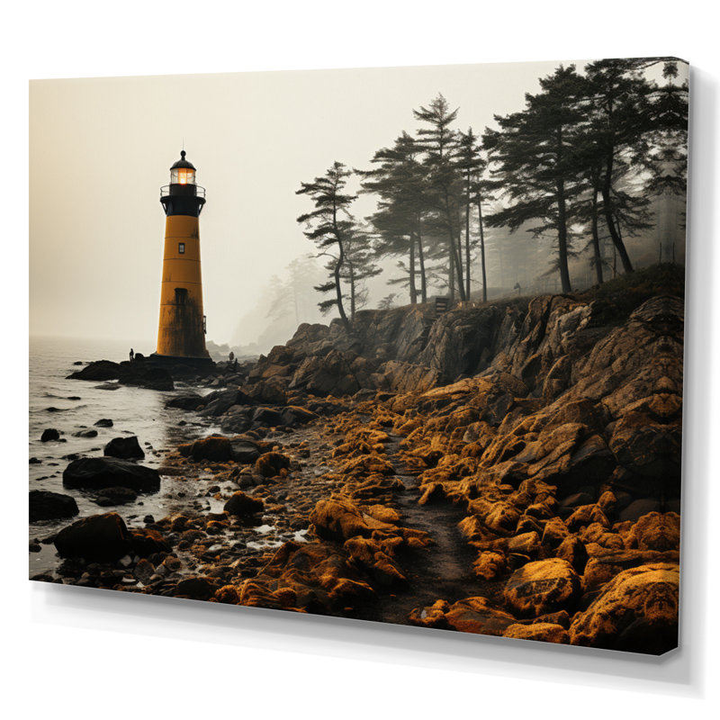 Coastal Sky Misty Horizon II - Art mural nautique et plage, salon, H 16 po x l 32 po x P 1 po, Toile tendue