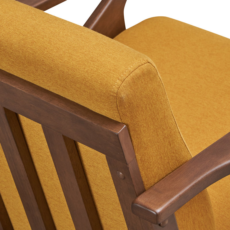 Fauteuil d'appoint Zola, Noyer, Polyester moutarde