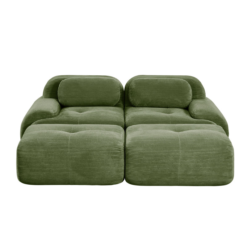 Velours côtelé modulaire 2 avec une conception ergonomique, une base coulissante et une éponge à rebond rapide en olive sans assemblage, fonction lisse