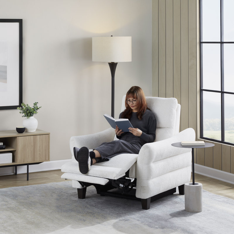 Rasco Upholstered Power Recliner, Cream