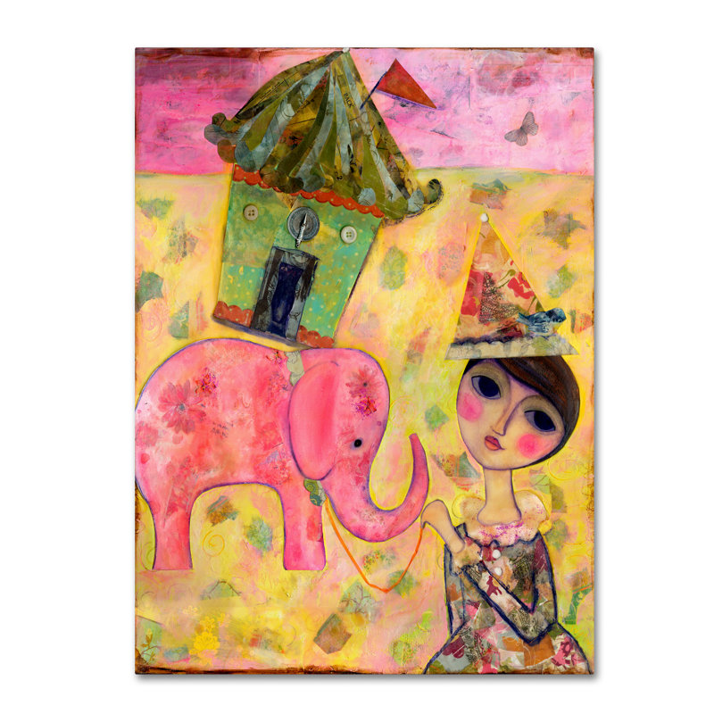 Berkley «Big Eyed Girl Pink Elephant Circus», reproduction sur toile tendue, H 19 po x l 14 po x P 2 po