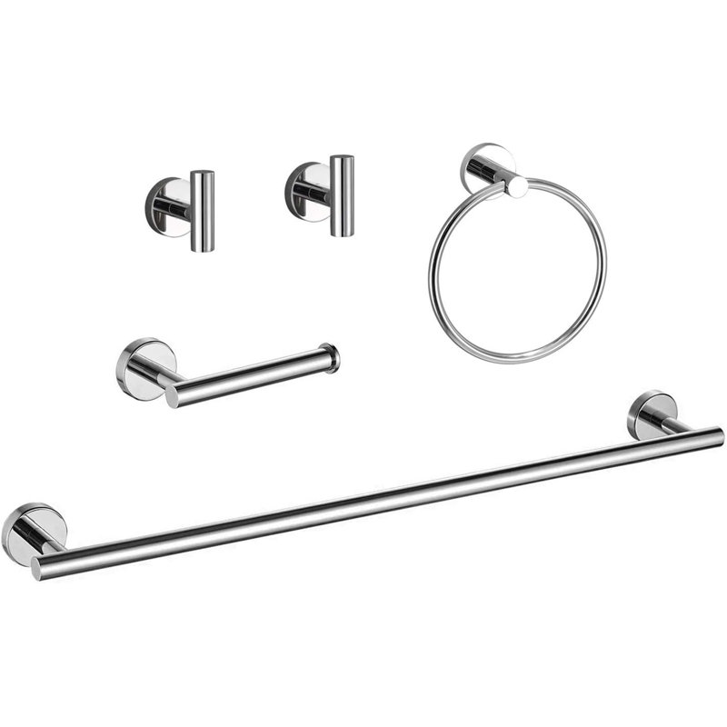 Modern 24-Inch Towel Bar Set Wall Mounted, Durable SUS304 Stainless Steel Bathroom Accessories Set, Polished Chrome