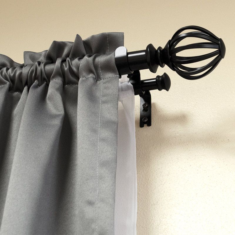 Opas Steel Adjustable Double Curtain Pole, Black