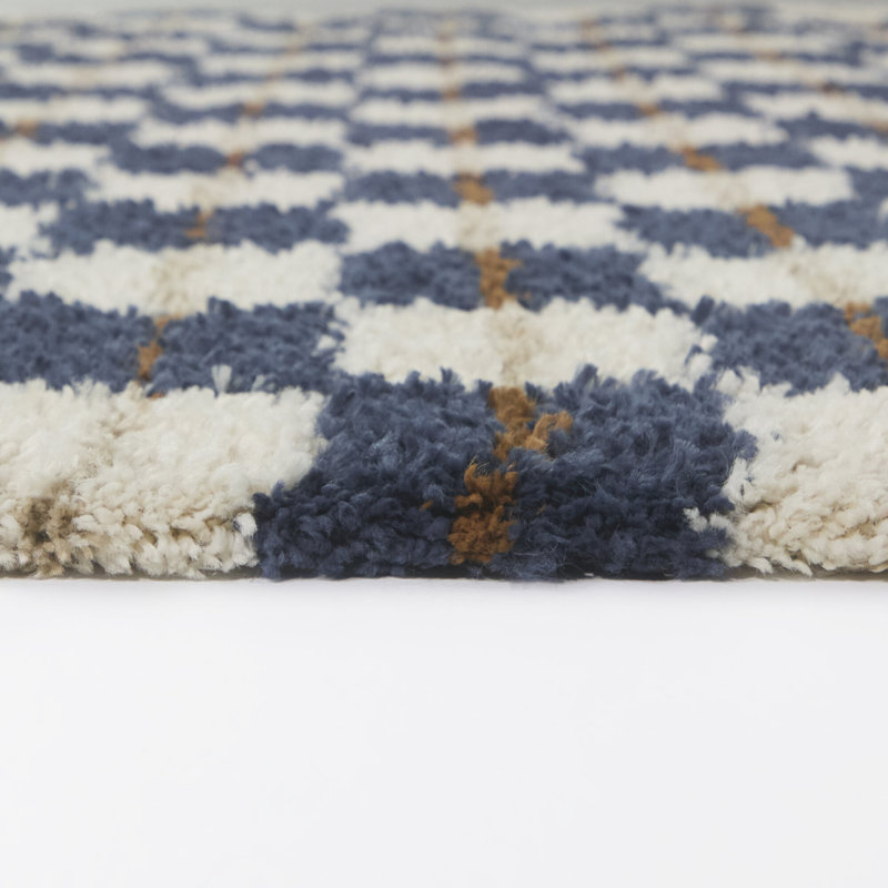 Tapis à poils longs bleu marine Uribe, Rectangle 5 pi 3 po x 7 pi